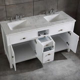 Eviva Memphis 60 in. W x 22 in. D x 33.7 in. H Double Bathroom Vanity in White with White Carrara Style Stone Top with Sinks