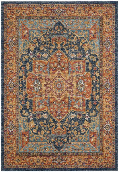 Safavieh Evoke Livia 2 x 21 Blue/Orange Indoor Distressed Overdyed Vintage Runner