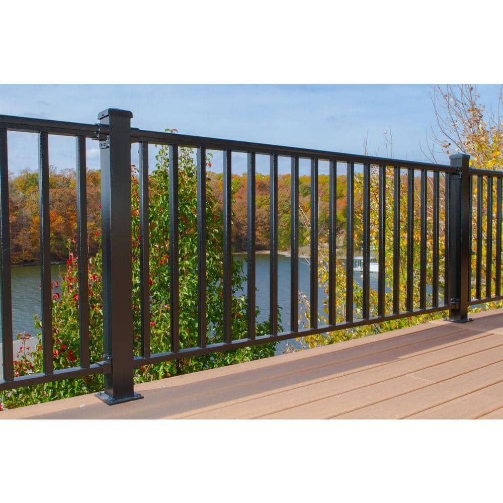 EZ Handrail 8 ft. x 36 in. Textured Black Aluminum Baluster Railing Kit