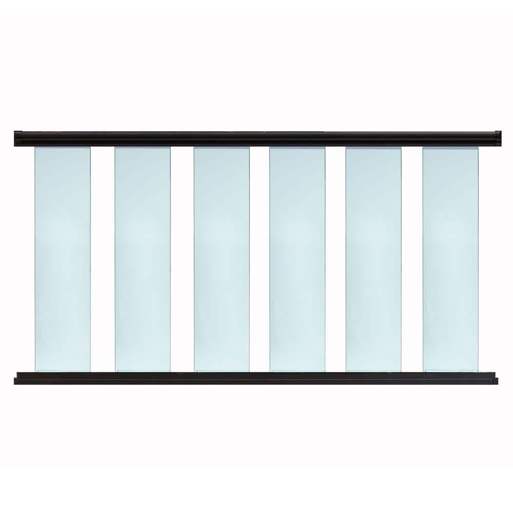 EZ Handrail 8 ft. x 42 in. Aluminum Textured Black 8 in. Glass Baluster Rail Kit