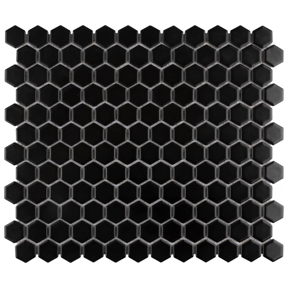 Merola Tile Metro Hex Matte Black 10-1/4 in. x 11-7/8 in. x 5 mm Porcelain Mosaic Tile (8.65 sq. ft. / Case)