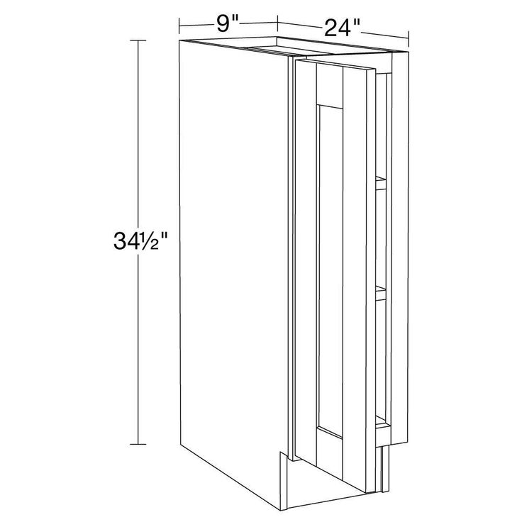 Home Decorators Collection Washington 9 in. W x 24 in. D x 34.5 in. H Assembled Plywood Base Kitchen Cabinet in Onyx with Soft Close Door LH
