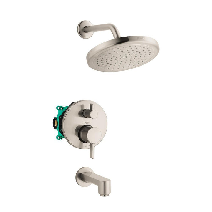 Croma 220 2-Handle 1-Spray Tub and Shower Faucet with Tub Spout in Brushed Nickel (Valve Included) - Super Arbor