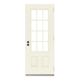 32 in. x 80 in. 12 Lite Primed Steel Prehung Left-Hand Outswing Back Door - Super Arbor