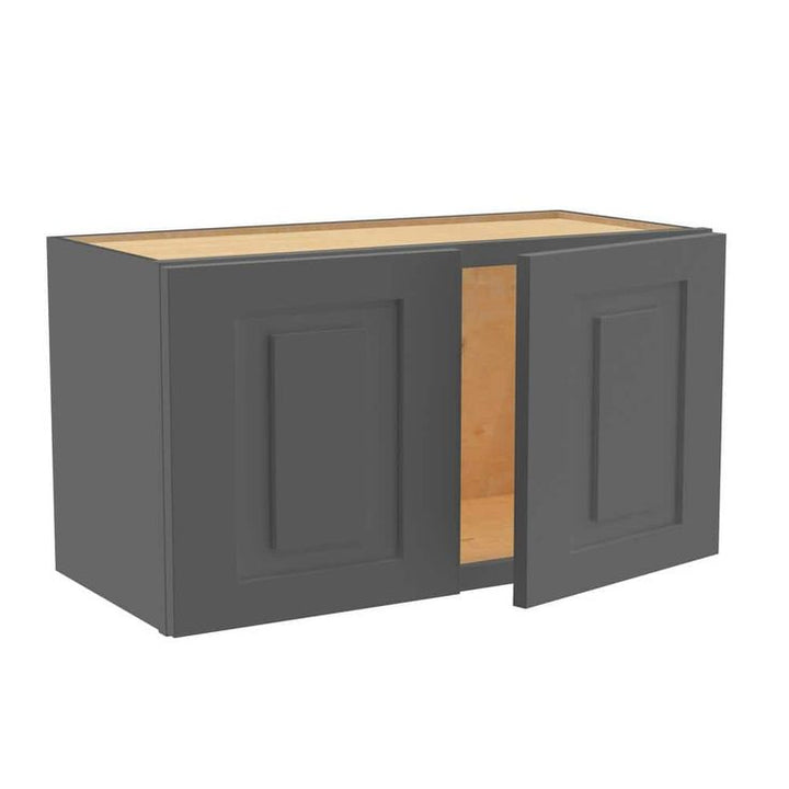 Home Decorators Collection Grayson 27 in. W x 12 in. D x 15 in. H Assembled Plywood Wall Bridge Kitchen Cabinet in Deep Onyx with Soft Close