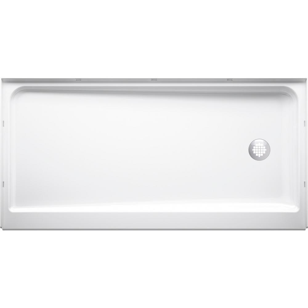 Ensemble 30 in. x 60 in. Single Threshold Right-Hand Shower Base in White - Super Arbor