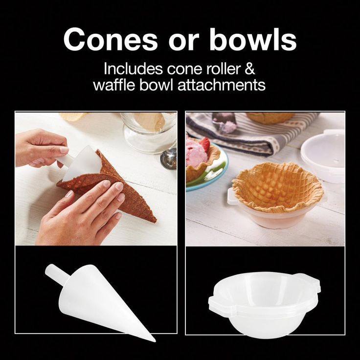 800 W White Waffle Cone and Waffle Bowl Maker