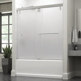 Portman 60 x 59-1/4 in. Frameless Mod Soft-Close Sliding Bathtub Door in Nickel with 3/8 in. (10mm) Clear Glass - Super Arbor