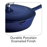 Gourmet 10 in. Porcelain-Enameled Cast Iron Skillet in Gradated Cobalt with Lid
