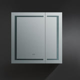 Spazio 36 in. W x 36 in. H Recessed or Surface Mount Medicine Cabinet with LED Lighting and Mirror Defogger - Super Arbor
