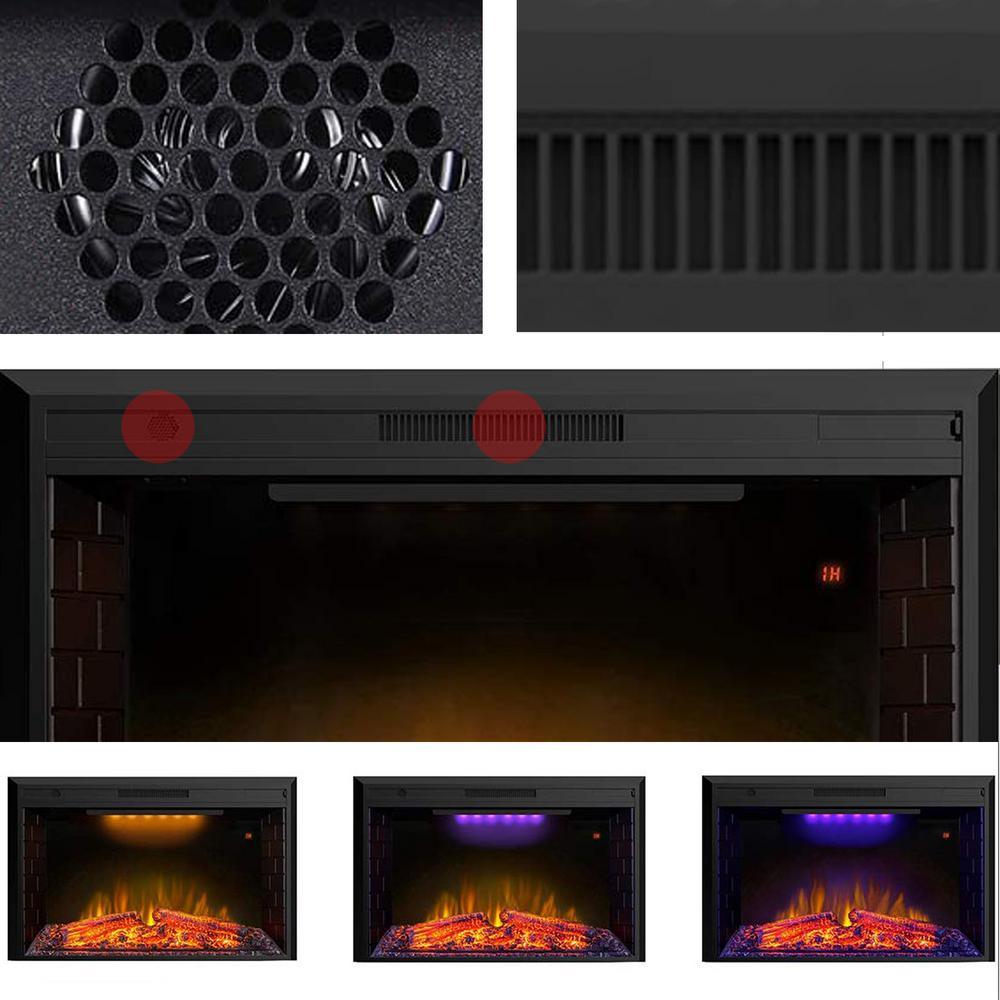 43 in. Classic Brick Background LED Touch Recessed Wall Electric Fireplace 400sq Ft in Black - Super Arbor