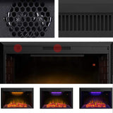 43 in. Classic Brick Background LED Touch Recessed Wall Electric Fireplace 400sq Ft in Black - Super Arbor