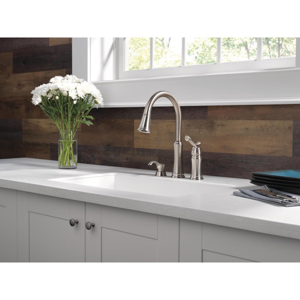 Lakeview Single-Handle Pull-Down Sprayer Kitchen Faucet with Soap Dispenser in Stainless - Super Arbor
