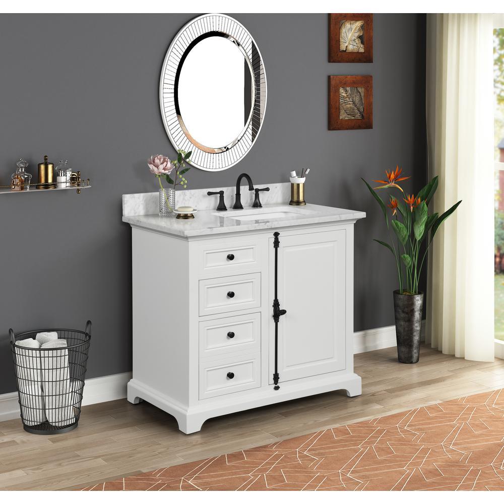 31 in. W x 22 in. D x 1 in. H Bianco Carrara White Marble Vanity Top with White Basin - Super Arbor
