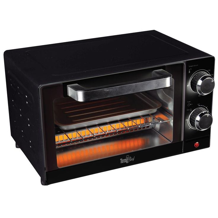 1,000 W 4-Slice Black Toaster Oven with Timer and Temperature Control