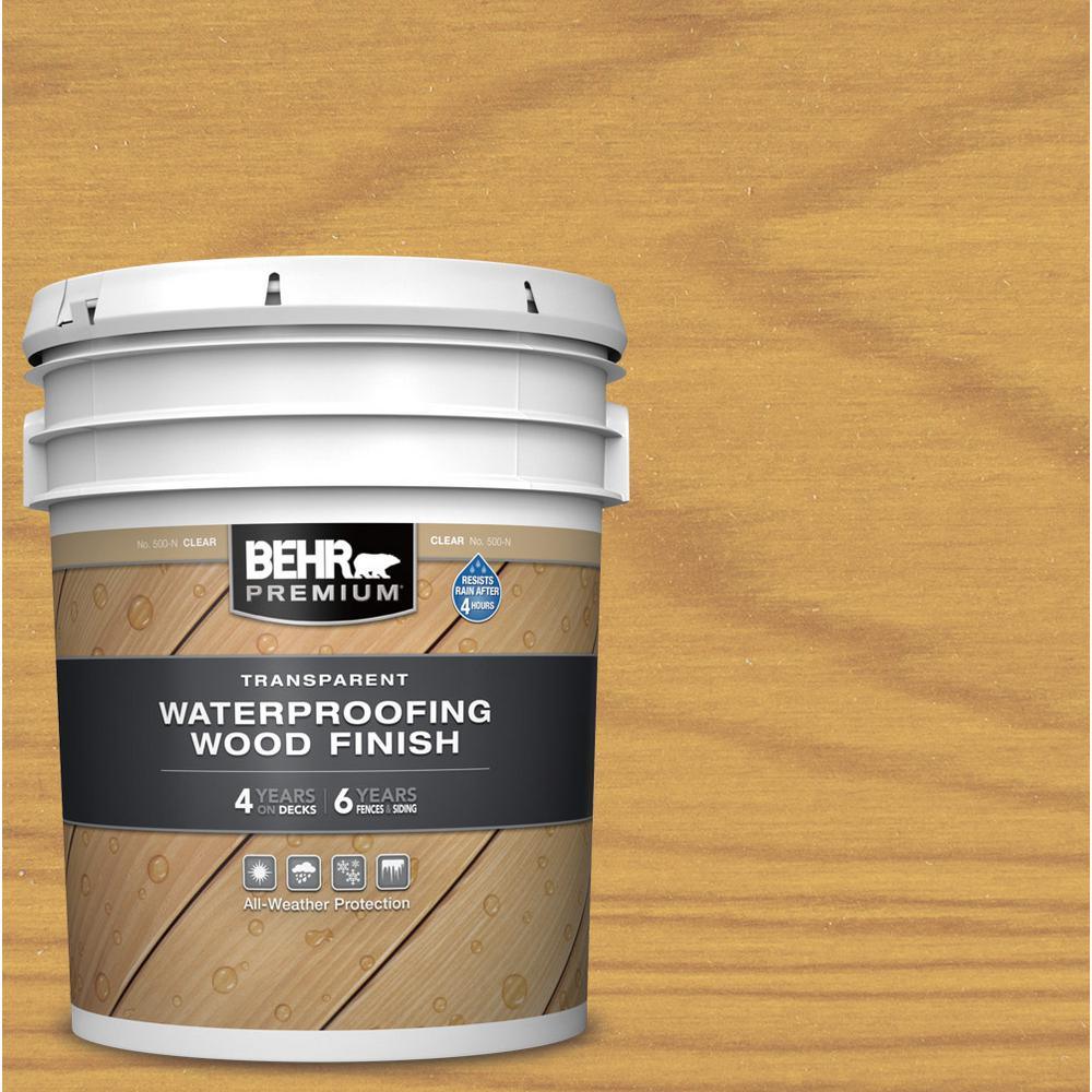 BEHR PREMIUM 5 gal. Clear Transparent Waterproofing Exterior Wood Finish - Super Arbor