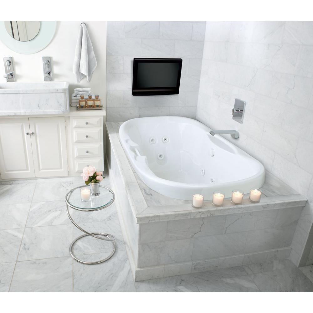 Universal Oval 70 in.¬†Acrylic Center Drain Oval Drop-In Air Bath/ Whirlpool Bathtub with Heater in White - Super Arbor