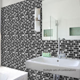 Goory 10Pcs Mosaic Pattern Waterproof Wall Tile Stickers Peel and Stick Tile Kitchen Backsplash Wallpaper Sticker 15x15cm/20x20cm