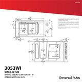 HD Series 53 in. Right Drain Quick Fill Walk-In Whirlpool Bath Tub with Powered Fast Drain in White - Super Arbor