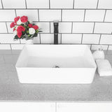 Vessel Vanity Sink Art Basin 21 in. x 13.5 in. Bathroom Rectangle Above in White Porcelain Ceramic - Super Arbor