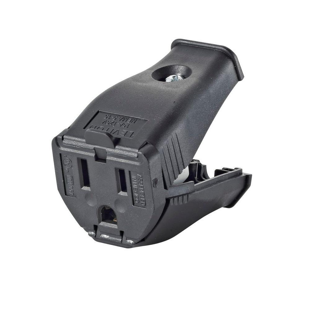 15 Amp 125-Volt 2-Pole 3-Wire Grounding Cord Outlet, Black - Super Arbor