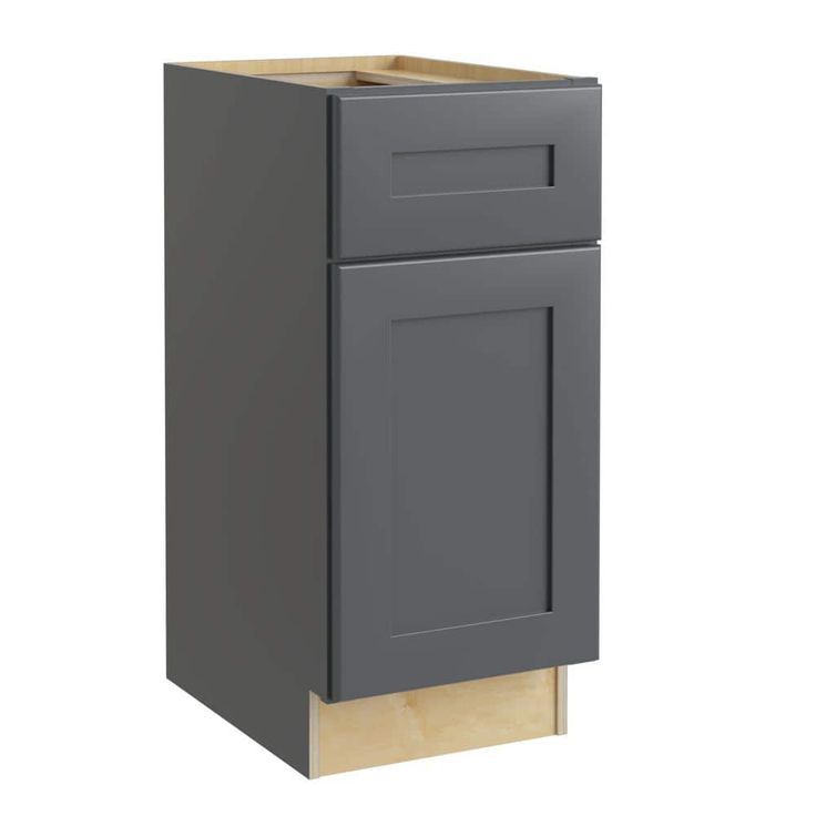Home Decorators Collection Newport 15 in. W x 24 in. D x 34.5 in. H Assembled Plywood Base Kitchen Cabinet in Deep Onyx with Soft Close LH