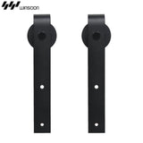 72 in. Frosted Black Sliding Barn Door Hardware Track Kit for Double Doors with Non-Routed Floor Guide - Super Arbor