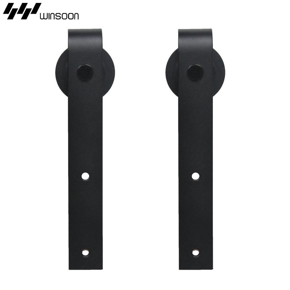 6 ft./72 in. Frosted Black Sliding Barn Door Hardware Track Kit for Single with Non-Routed Floor Guide - Super Arbor