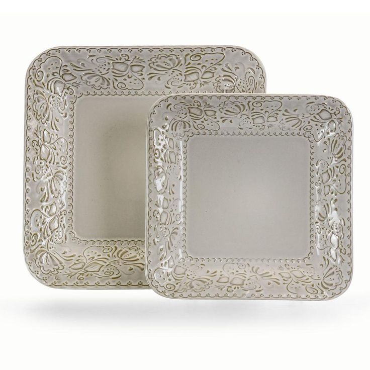 Ivory Lotus 16-Piece Traditional White Stoneware Dinnerware Set (Service for 4)
