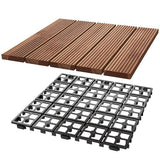 Topeakmart 12''x12''Interlocking Wood Flooring Tiles Indoor & Outdoor for Patio Garden Deck Poolside Pack of 27 Natural Wood