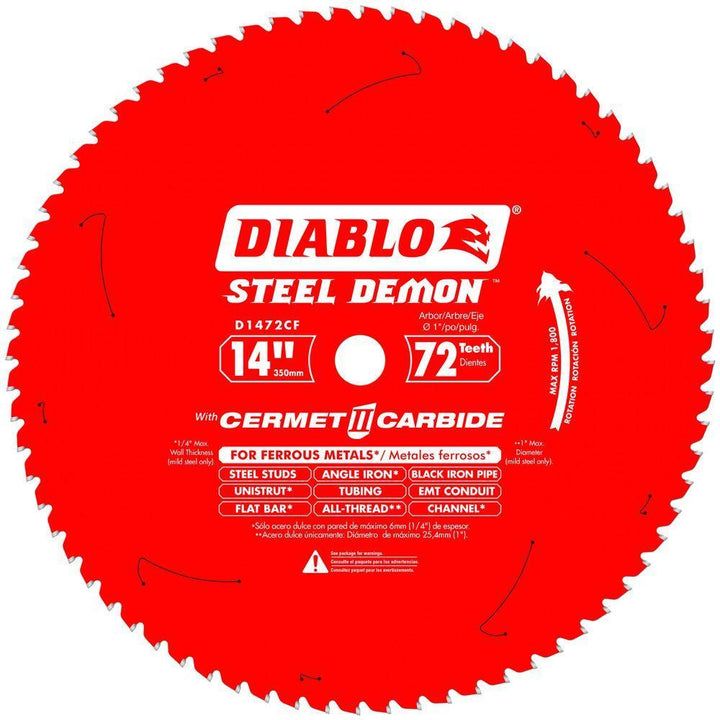 14 in. x 72 TPI Steel Demon Cermet II Carbide Blade for Ferrous Metals - Super Arbor