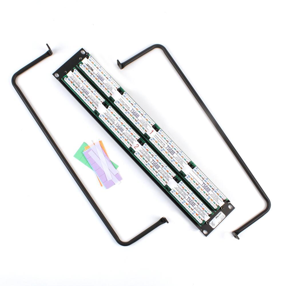 48-Port eXtreme Cat 6+ Flat 110-Style 2RU Patch Panel with Cable Management Bar, Black - Super Arbor