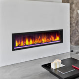 64 in. Cascade Flush-Mount LED Electric Fireplace in Black - Super Arbor