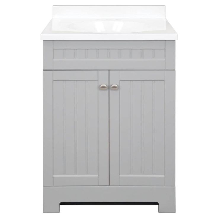 Style Selections Ellenbee 24-in Gray Single Sink Bathroom Vanity with White Cultured Marble Top