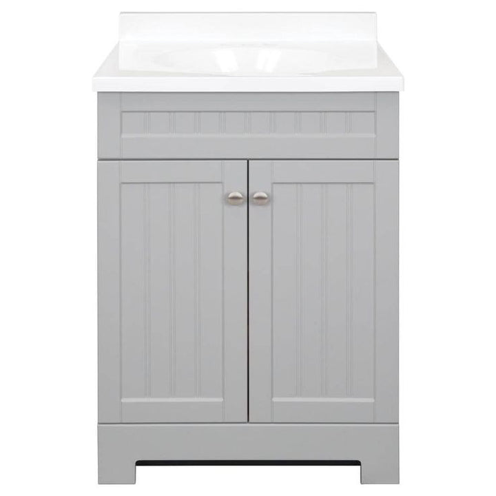 Style Selections Ellenbee 24.5-in Gray Single Sink Bathroom Vanity with White Cultured Marble Top