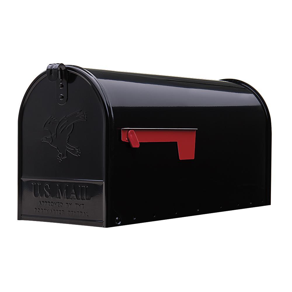 Elite Medium, Steel, Post Mount Mailbox, Black - Super Arbor