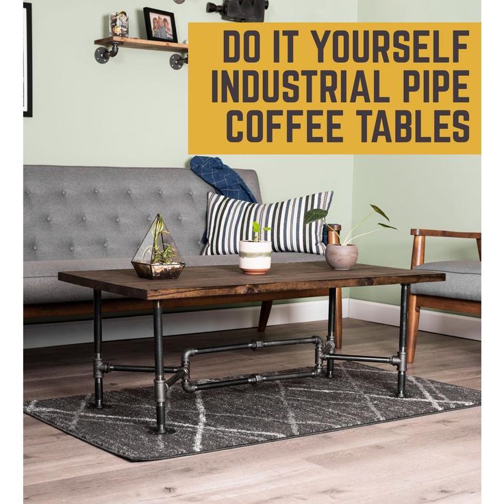 3/4 in. x 3.8 ft. L x  16.5  in. H Black Steel Pipe Loop Design Coffee Table Kit