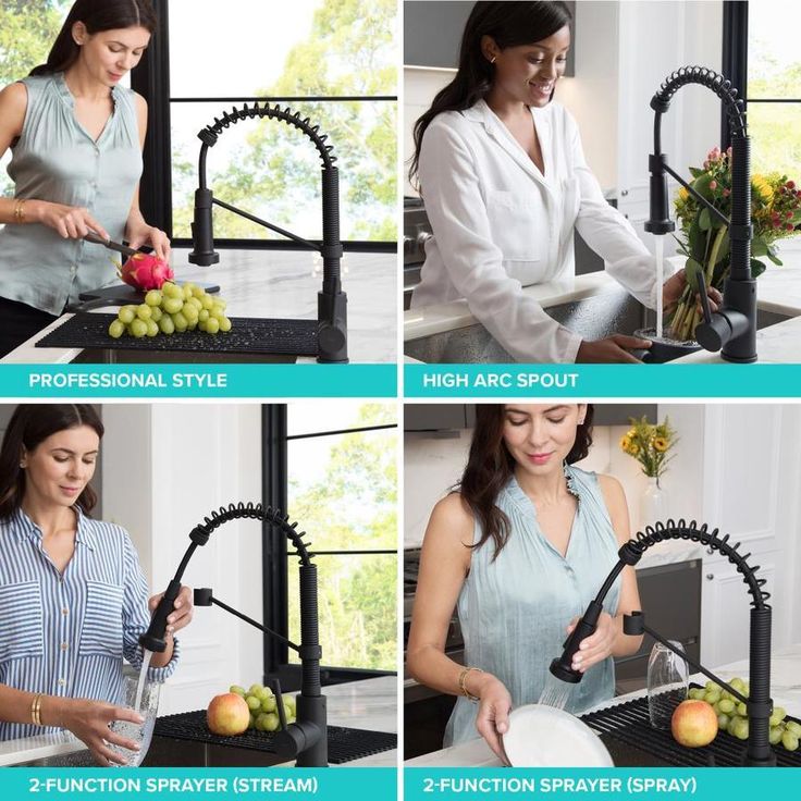 Kraus Bolden Matte Black 1-Handle Deck-Mount Pull-Down Handle Kitchen Faucet
