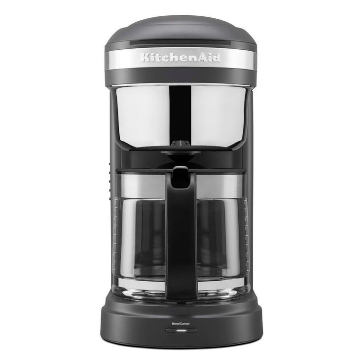 12-Cup Drip Grey Coffee Maker with Spiral Showerhead Matte Charcoal