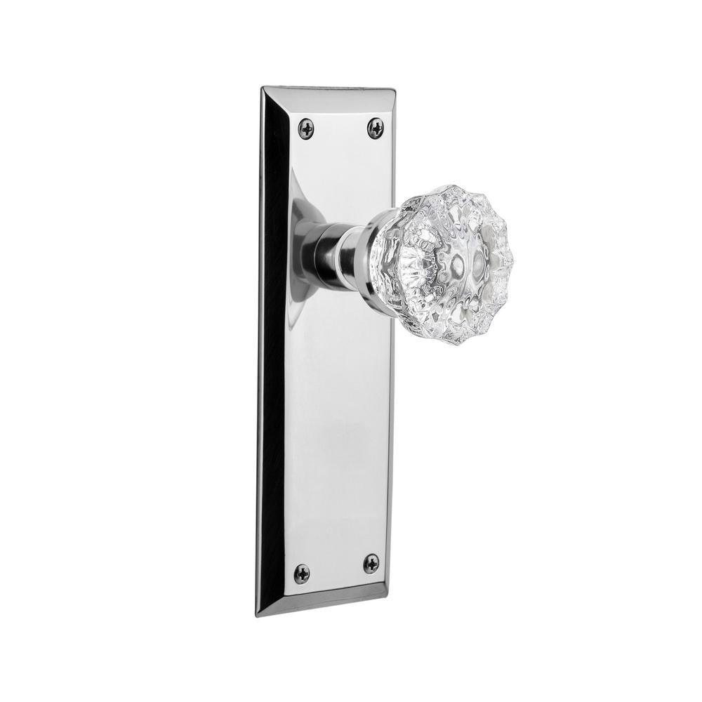 New York Plate 2-3/8 in. Backset Oil-Rubbed Bronze Privacy Bed/Bath Crystal Glass Door Knob - Super Arbor