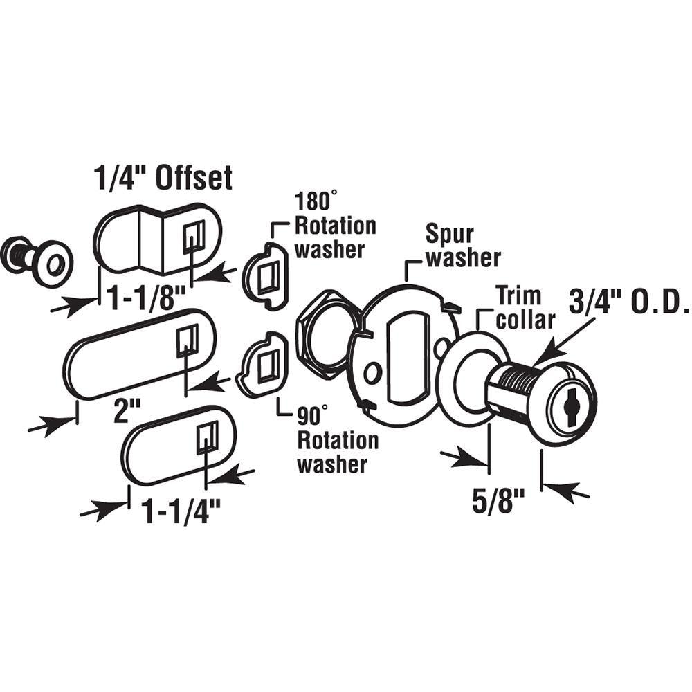 Drawer and Cabinet Lock, 5/8 in., Diecast, Stainless Steel, 5/16 in. Max. Panel - Super Arbor