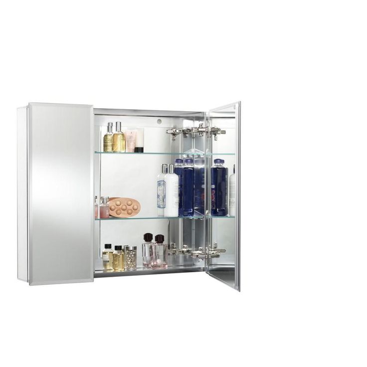 30 in. W x 26 in. H x 5-1/4 in. D Frameless Aluminum Recessed or Surface-Mount Medicine Cabinet with Easy Hang System