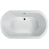 ANZA 60 in. x 42 in. Acrylic Oval Drop-in Center Drain Soaking Bathtub in White - Super Arbor