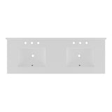 61 in. W x 22 in. D Quartz Double Basin Vanity Top in Snow White with White Basins - Super Arbor