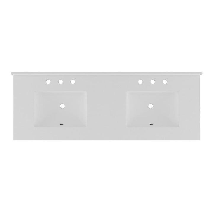 61 in. W x 22 in. D Quartz Double Basin Vanity Top in Snow White with White Basins - Super Arbor