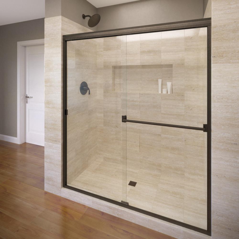 Classic 60 in. x 70 in. Semi-Frameless Sliding Shower Door in Chrome with Clear Glass - Super Arbor