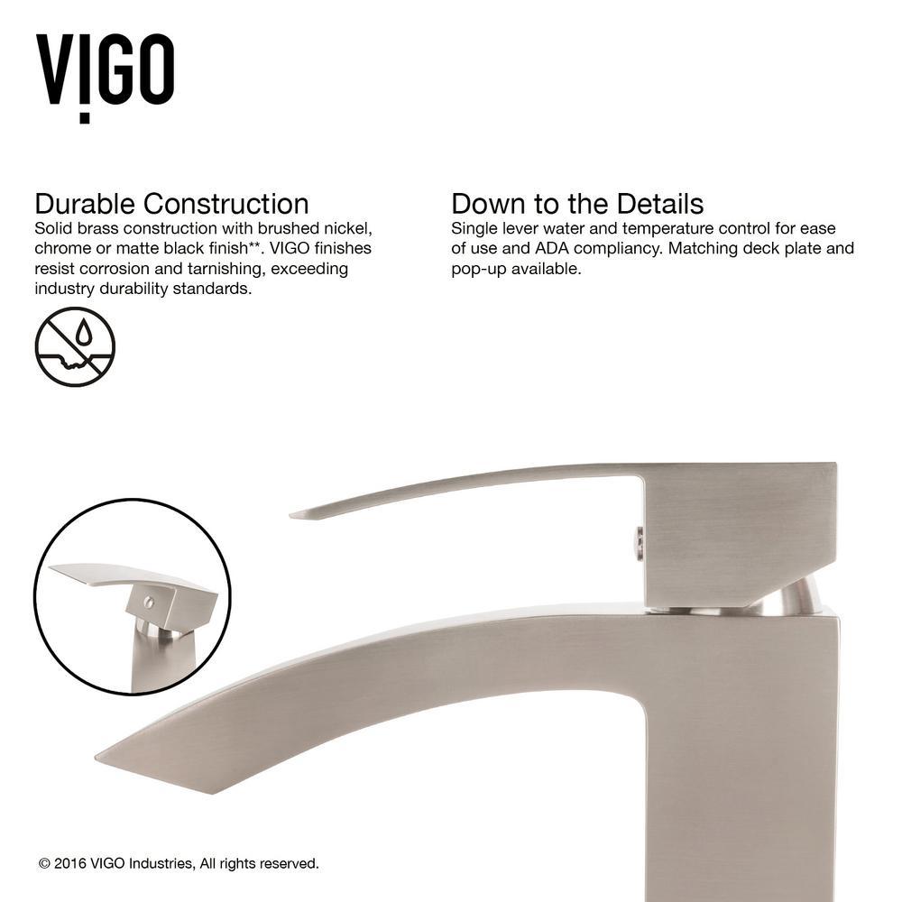 Single Hole Single-Handle Vessel Bathroom Faucet in Brushed Nickel - Super Arbor