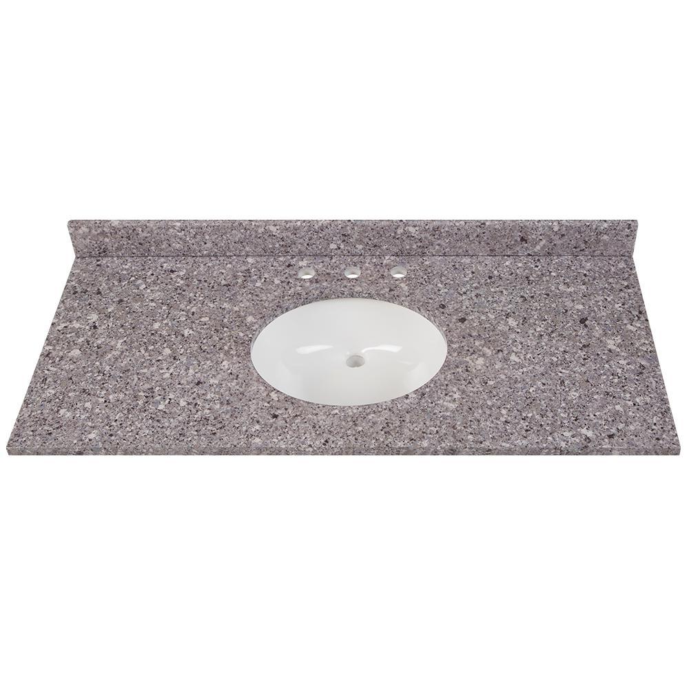 31 in. x 22 in. Stone Effects Vanity Top in Cascade with White Sink - Super Arbor