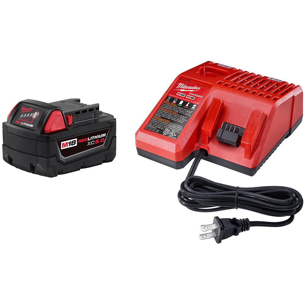 M18 18-Volt Lithium-Ion Cordless 3/8 in. Right-Angle Drill with M18 Starter Kit with One 5.0 Ah Battery and Charger