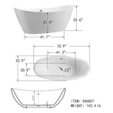 Valence 71 in. Acrylic Flatbottom Freestanding Bathtub in White - Super Arbor